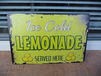 Metal sign lemonade cold here welcome home made lemonade