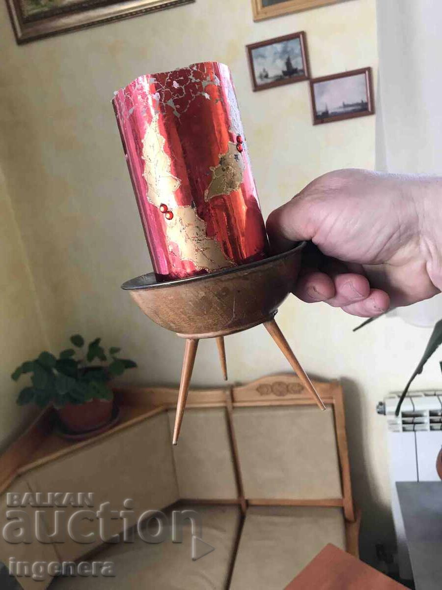 CANDLEHOLDER WOODEN BRASS FITTINGS ANTIQUE - 5 CANDLEHOLDER WOODEN BRASS FITTINGS ANTIQUE - 5