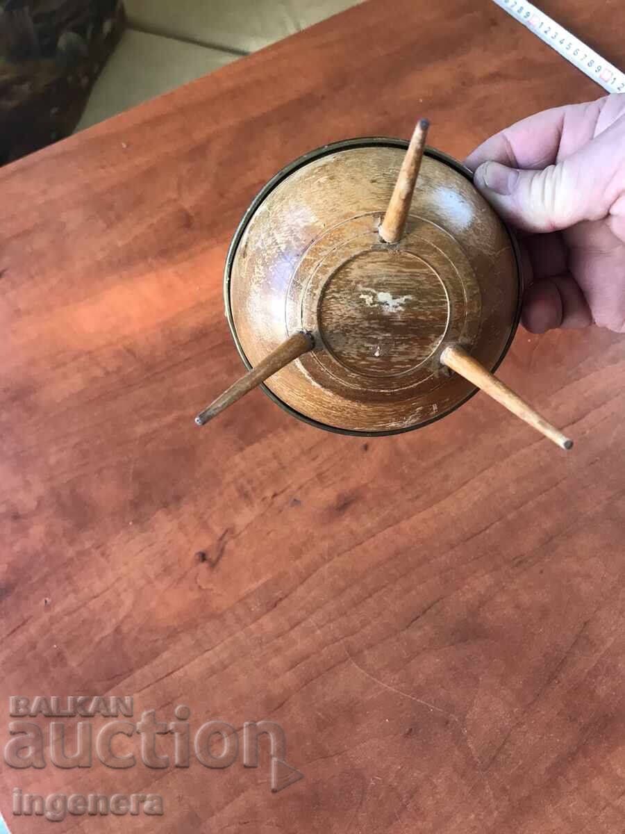 CANDLEHOLDER WOODEN BRASS FITTINGS ANTIQUE - 7 CANDLEHOLDER WOODEN BRASS FITTINGS ANTIQUE - 7