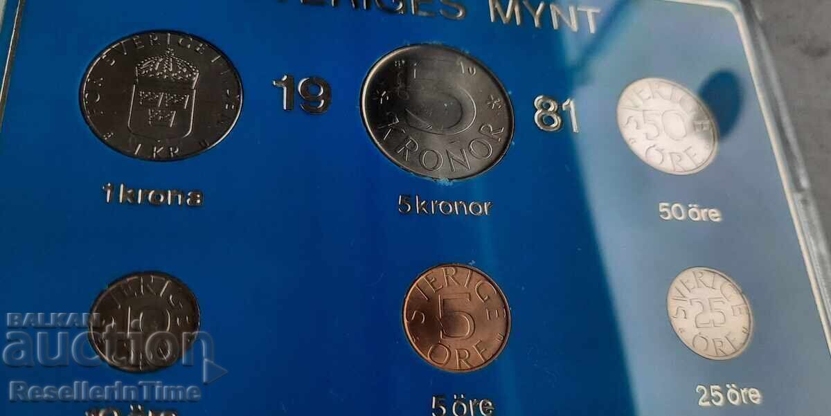 Complete set of six Swedish coins 1981, in plastic... - 5