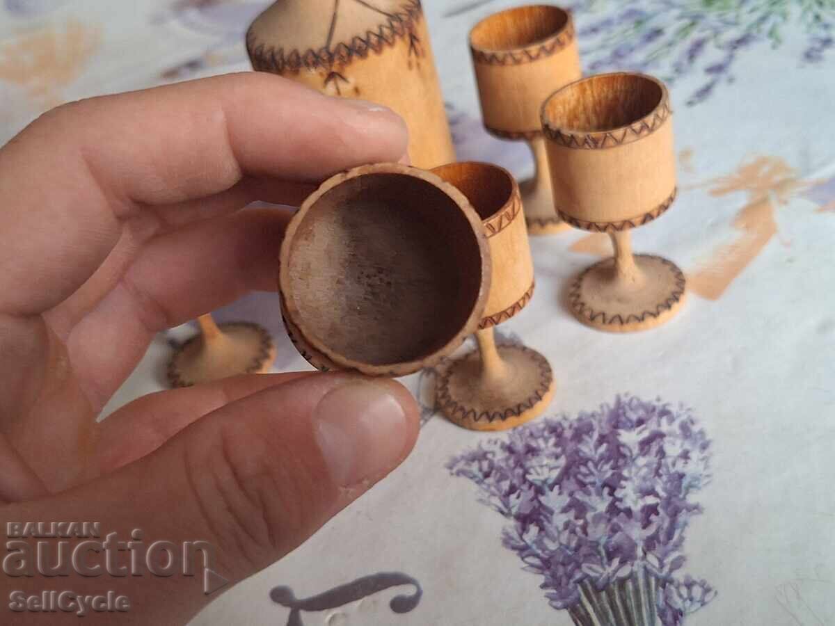 Аукцион ✅ДЪРВЕН КОМПЛЕКТ ЗА НАПИТИ❗