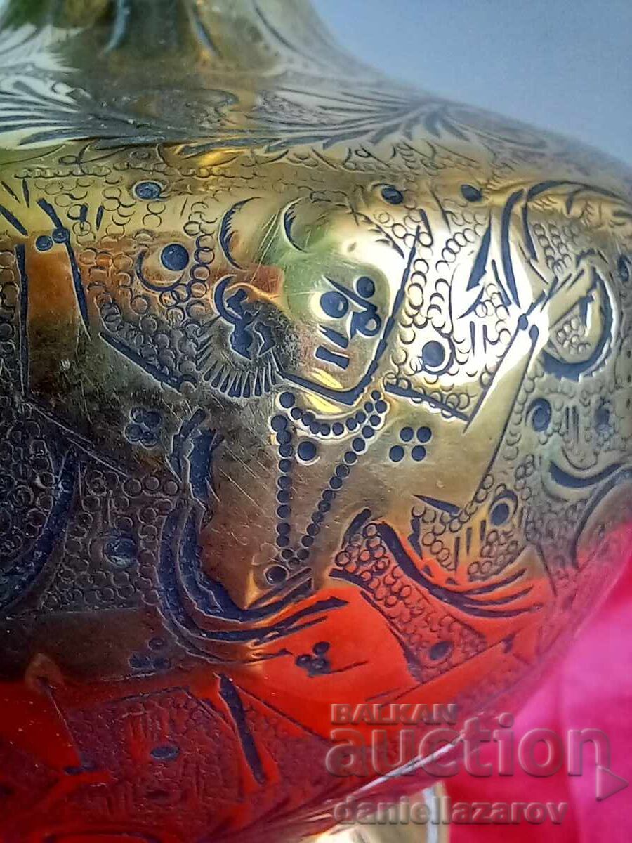 Delivery of Old Bronze Persian Vessel, Jug with Gilding