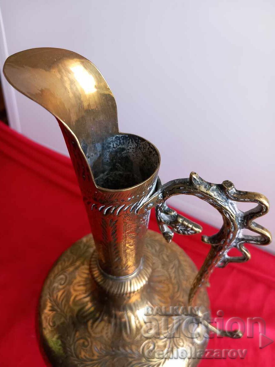 Old Bronze Persian Vessel, Jug with Gilding - 6