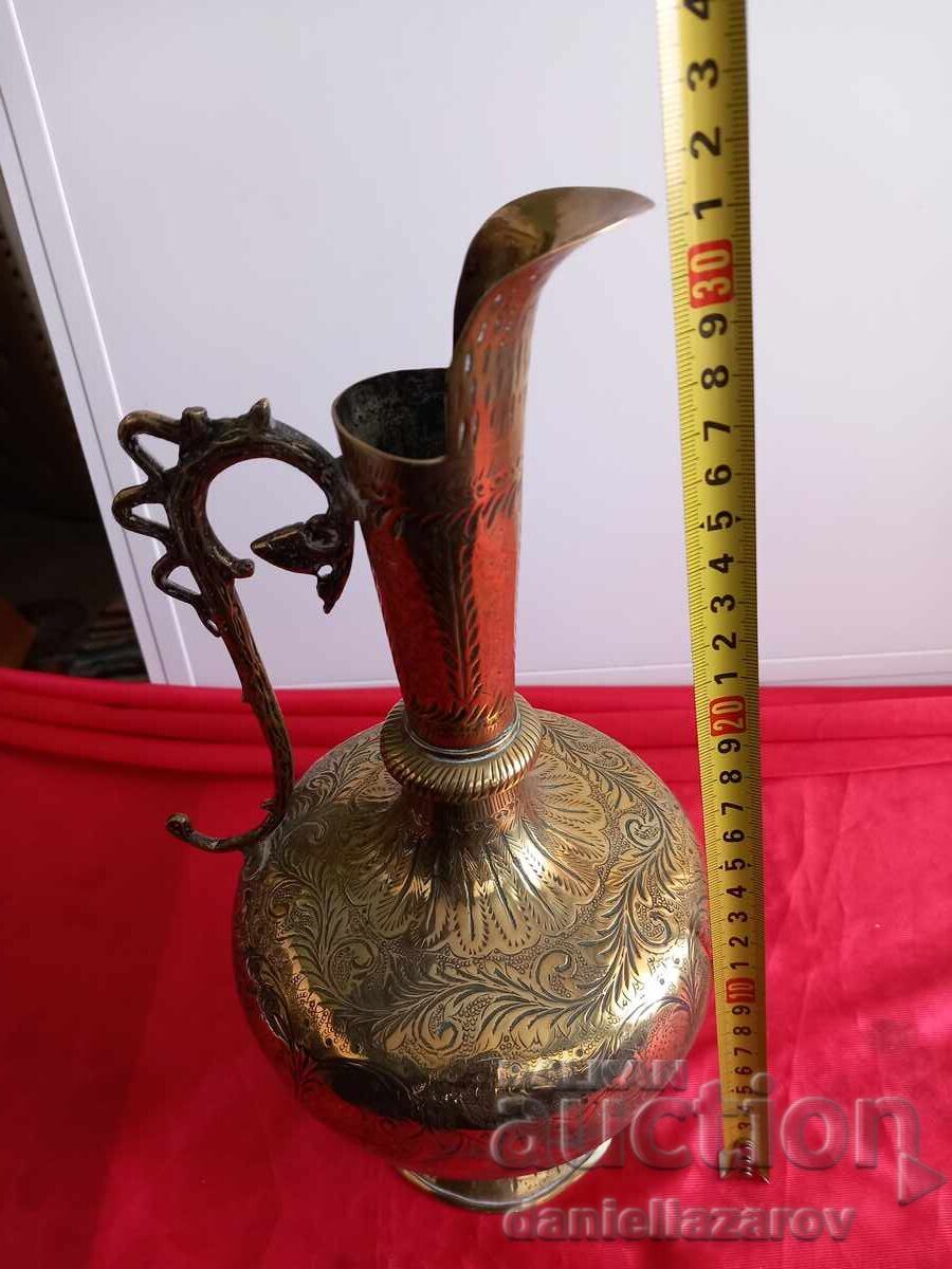 Old Bronze Persian Vessel, Jug with Gilding - 7