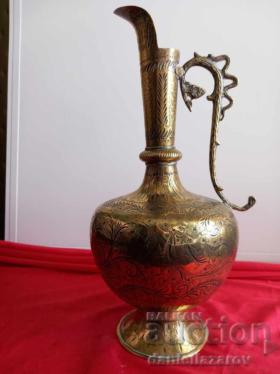 Old Bronze Persian Vessel, Jug with Gilding