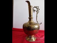 Old Bronze Persian Vessel, Jug with Gilding