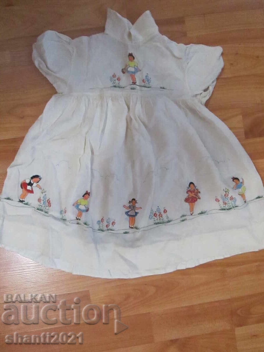 Vintage children's silk dress, hand-painted Vintage children's silk dress, hand-painted