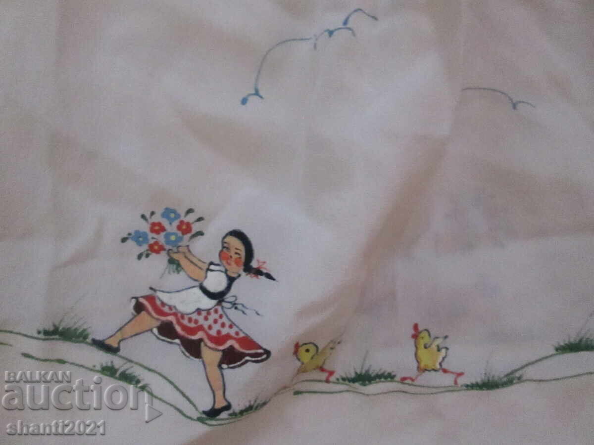 Auction Vintage children's silk dress, hand-painted Auction Vintage children's silk dress, hand-painted