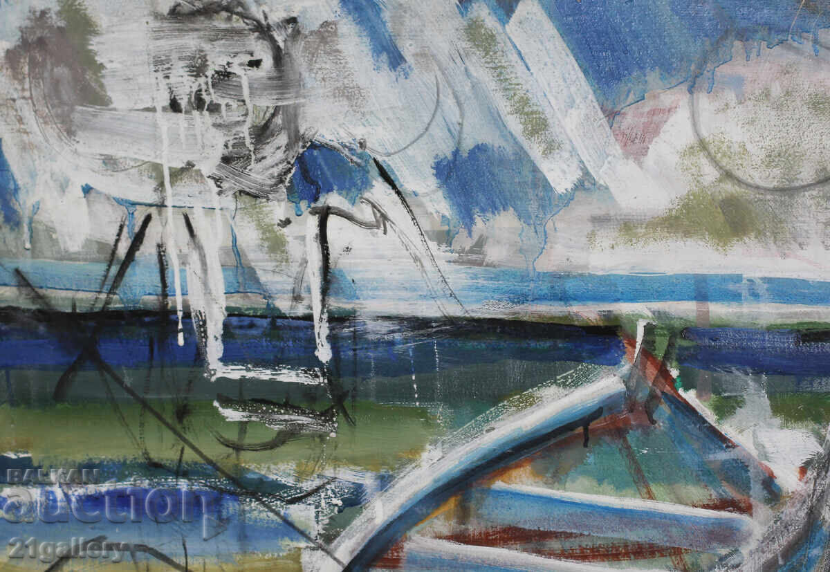 Delivery of Panayot Apostolov oil paintings landscape with boats Delivery of Panayot Apostolov oil paintings landscape with boats