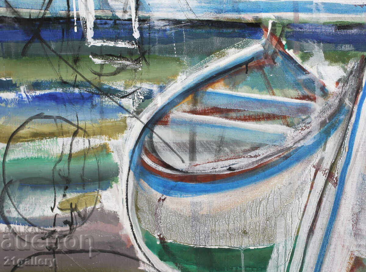 Panayot Apostolov oil paintings landscape with boats - 6 Panayot Apostolov oil paintings landscape with boats - 6