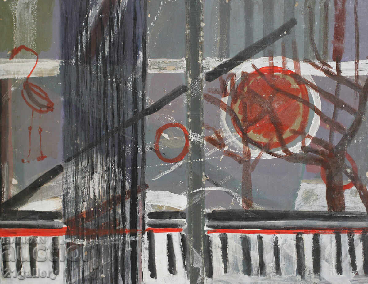 Αφηρημένη σύνθεση ελαιοχρωματισμών Panayot Apostolov με τιμή 450.00 BGN | € 230.08 Αφηρημένη σύνθεση ελαιοχρωματισμών Panayot Apostolov με τιμή 450.00 BGN | € 230.08