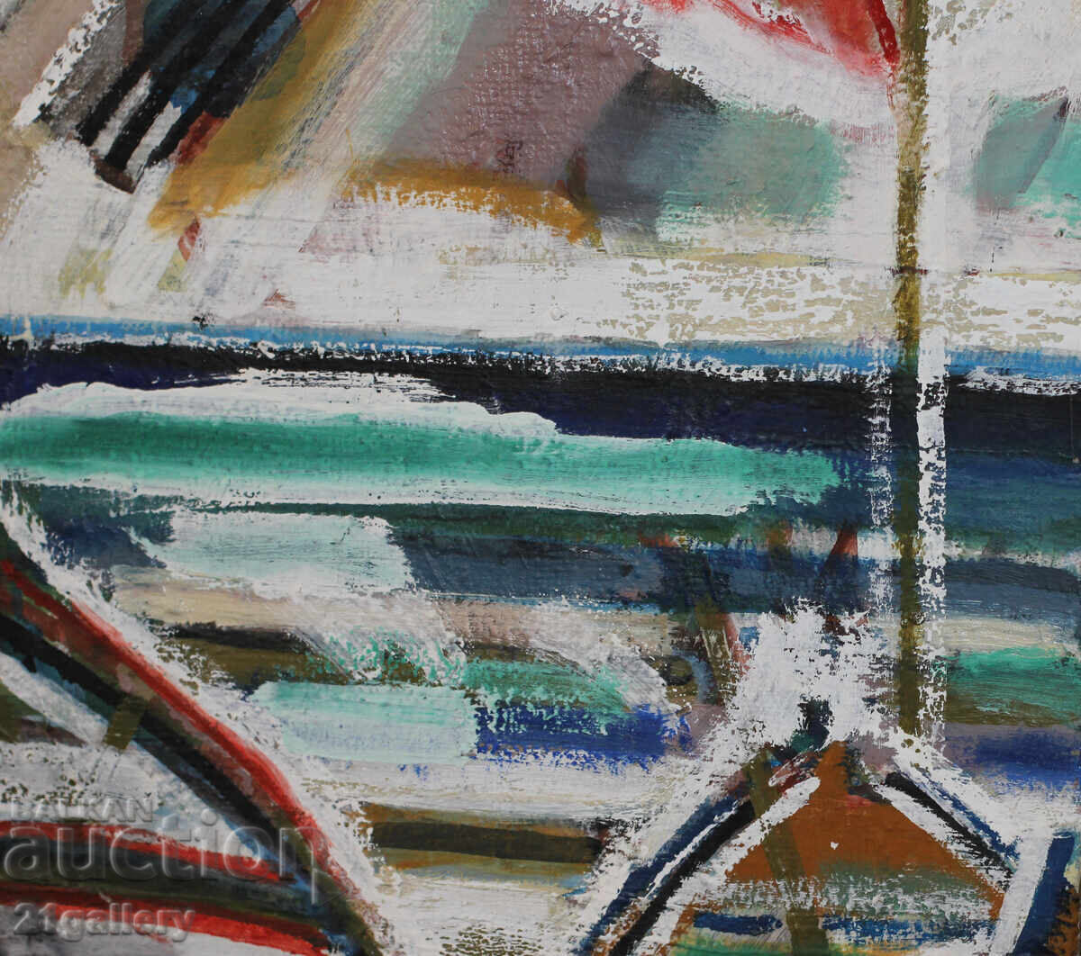 Панайот Апостолов маслени бои, пейзаж с лодки - 5 Панайот Апостолов маслени бои, пейзаж с лодки - 5