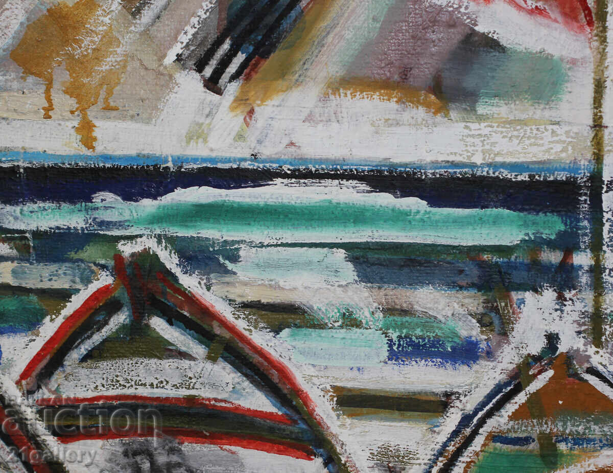 Панайот Апостолов маслени бои, пейзаж с лодки - 6 Панайот Апостолов маслени бои, пейзаж с лодки - 6