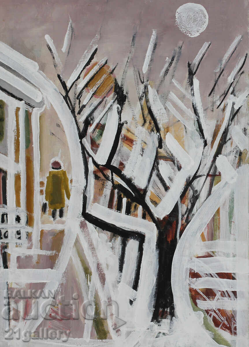 Panayot Apostolov oil paintings, winter landscape with price 400.00 BGN | € 204.52