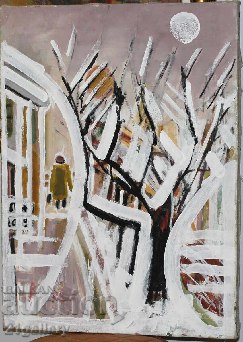 Auction  Panayot Apostolov oil paintings, winter landscape