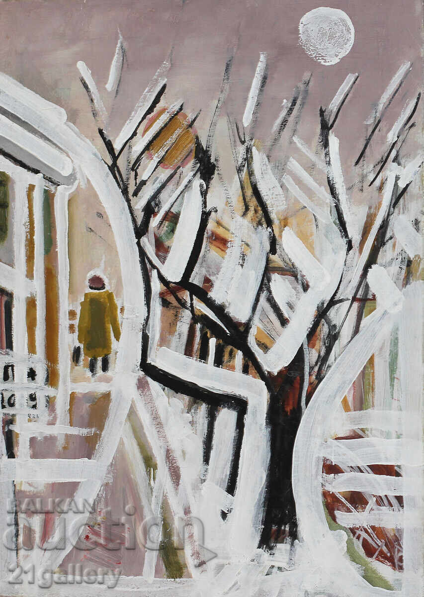 Panayot Apostolov oil paintings, winter landscape