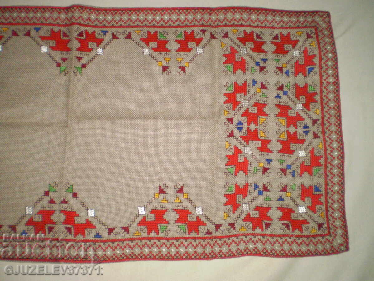 Hand embroidered checkered twill on linen panama cotton brod with price 79.00 BGN | € 40.39