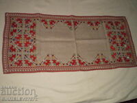 Hand embroidered checkered twill on linen panama cotton brod