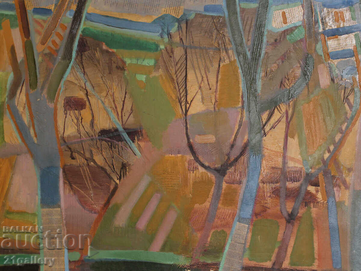 Αφηρημένη σύνθεση ελαιοχρωματισμών Panayot Apostolov με τιμή 500.00 BGN | € 255.65 Αφηρημένη σύνθεση ελαιοχρωματισμών Panayot Apostolov με τιμή 500.00 BGN | € 255.65