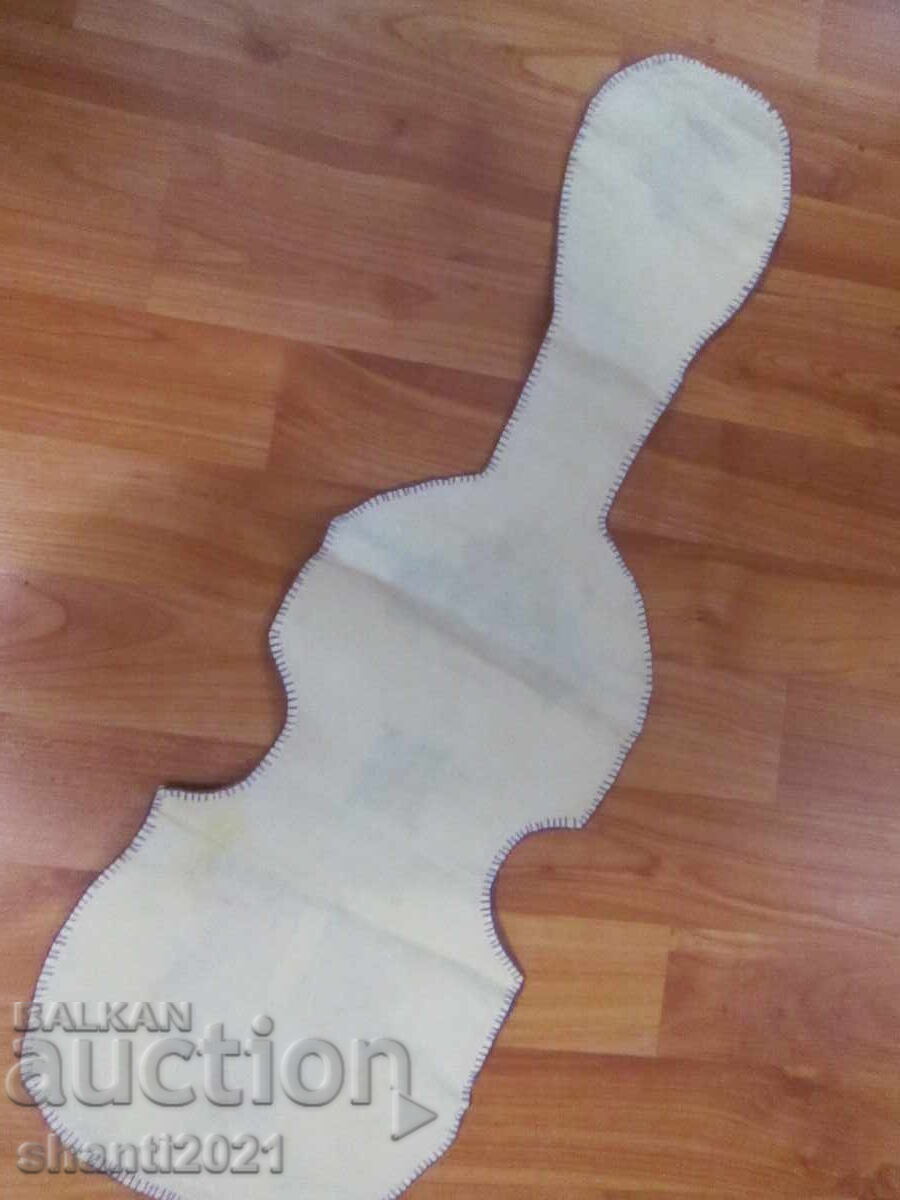 19th century hand embroidery, plaid, tablecloth, violin, folk motifs - 5