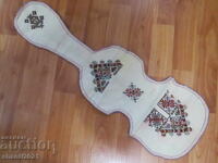 19th century hand embroidery, plaid, tablecloth, violin, folk motifs