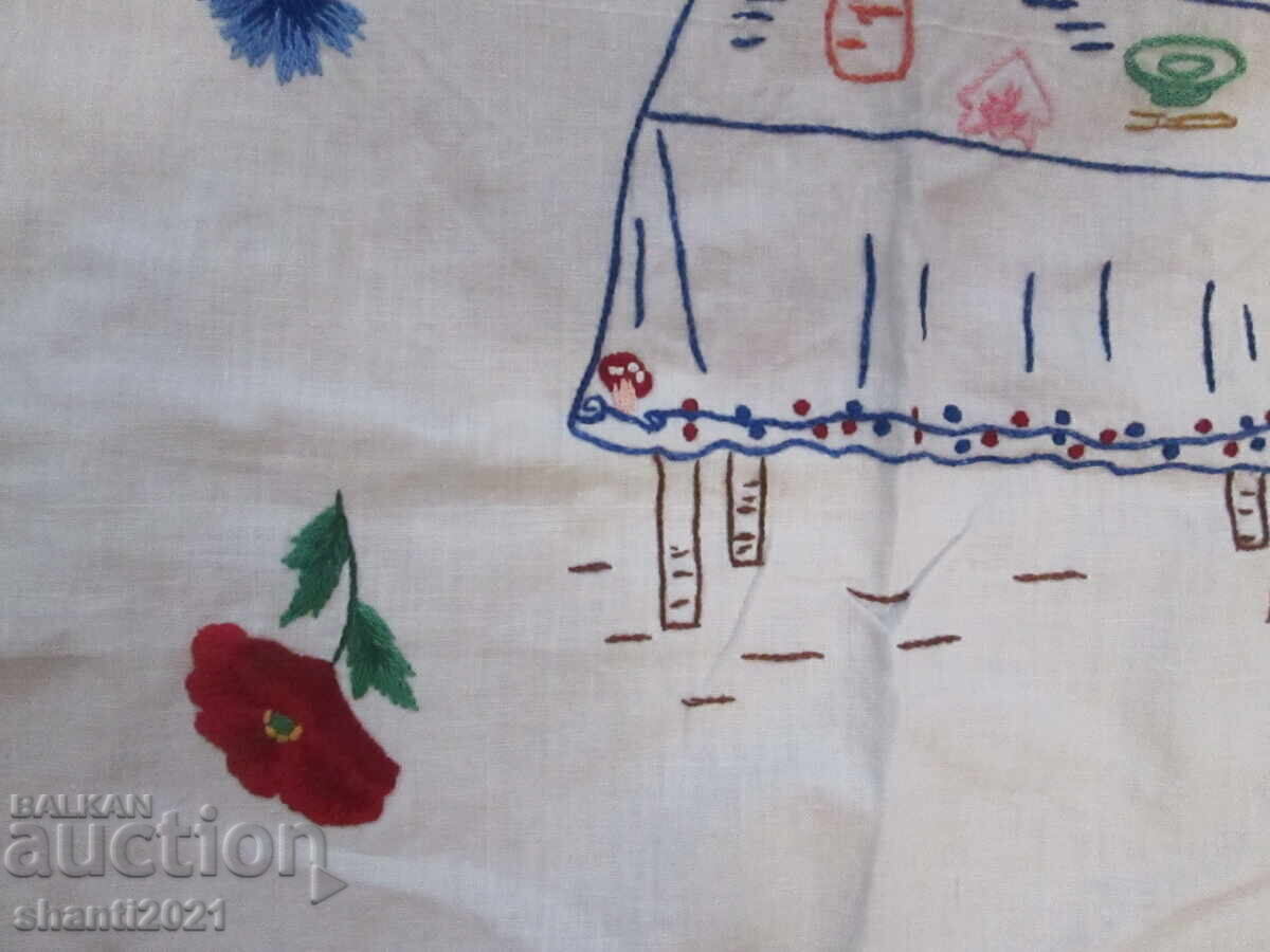 Auction Vintage plaid, wall carpet, hand embroidery, 85x72cm. Auction Vintage plaid, wall carpet, hand embroidery, 85x72cm.