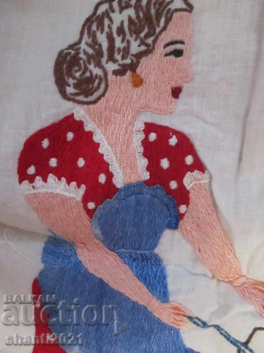 Vintage plaid, wall carpet, hand embroidery, 85x72cm. - 6 Vintage plaid, wall carpet, hand embroidery, 85x72cm. - 6