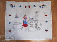 Vintage plaid, wall carpet, hand embroidery, 85x72cm.