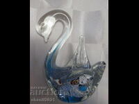 Murano Crystal Glass Figure, Swan