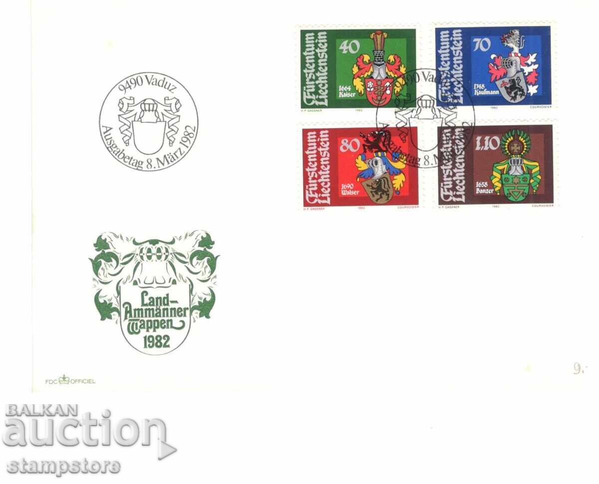 FDC Liechtenstein - Coats of arms of the Barons of Liechtenstein FDC Liechtenstein - Coats of arms of the Barons of Liechtenstein