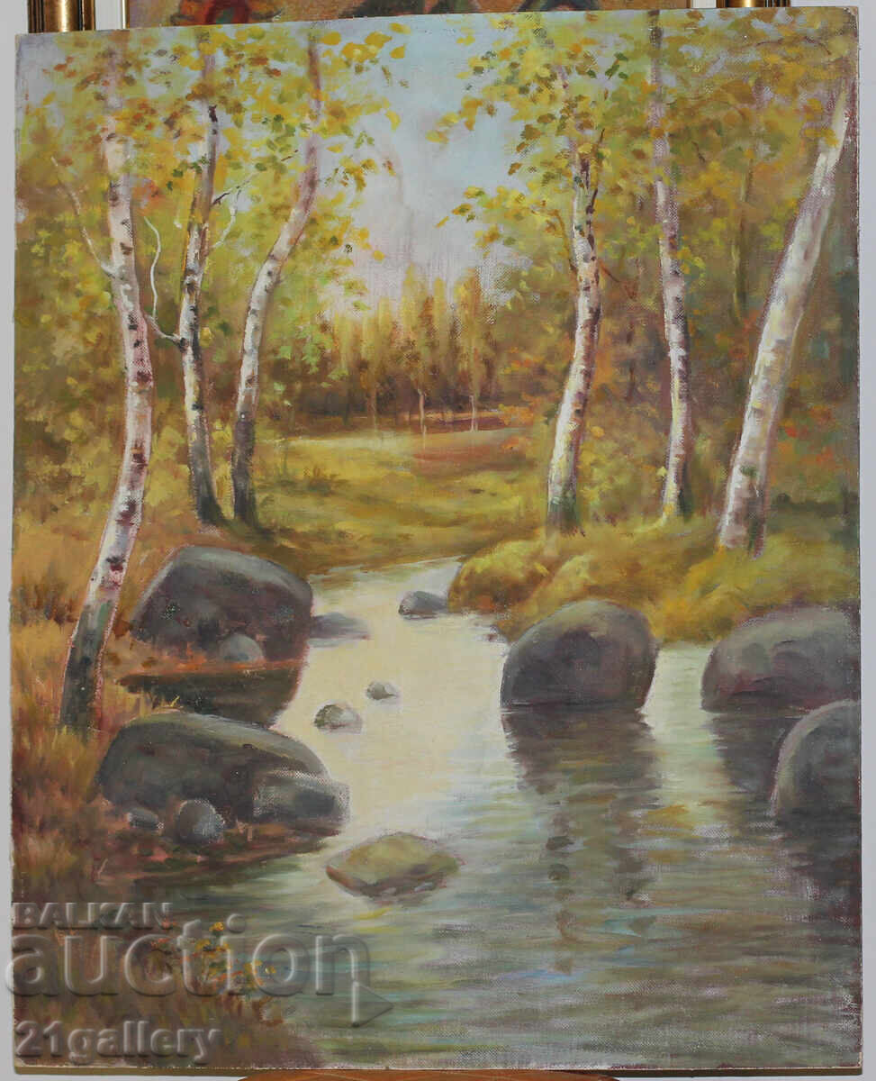 Auction Old Oil Painting, Forest Landscape Auction Old Oil Painting, Forest Landscape