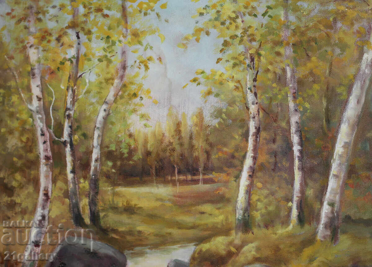 Delivery of Old Oil Painting, Forest Landscape Delivery of Old Oil Painting, Forest Landscape