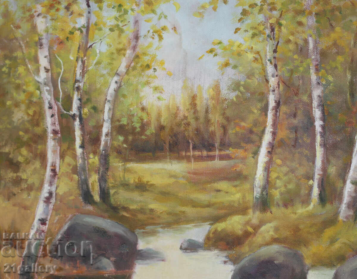 Old Oil Painting, Forest Landscape - 5 Old Oil Painting, Forest Landscape - 5