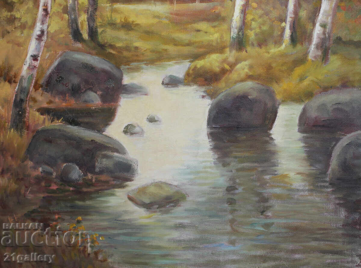 Old Oil Painting, Forest Landscape - 6 Old Oil Painting, Forest Landscape - 6