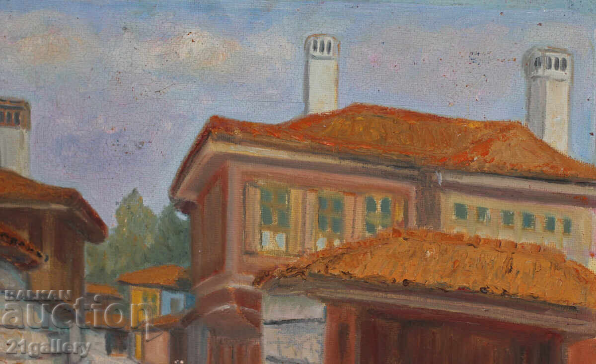 Landscape revival houses, oil paints, signed - 6 Landscape revival houses, oil paints, signed - 6