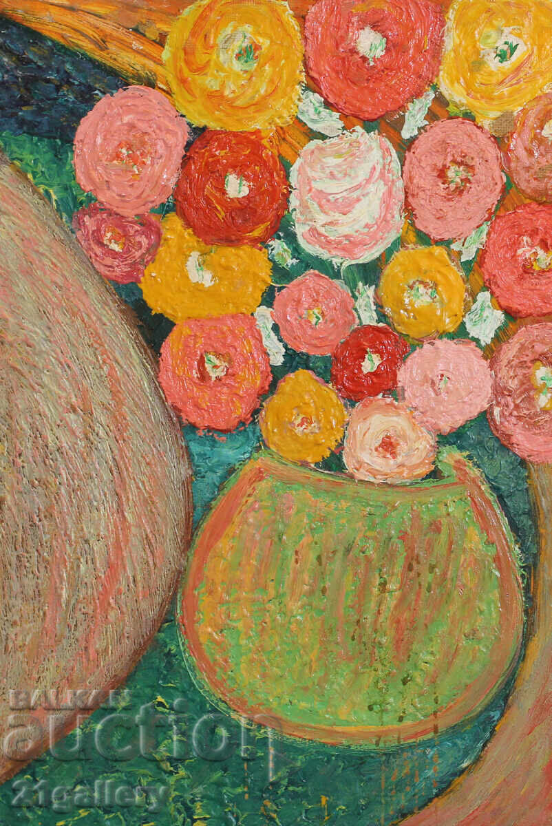 Oil painting, still life with flowers with price 400.00 BGN | € 204.52 Oil painting, still life with flowers with price 400.00 BGN | € 204.52