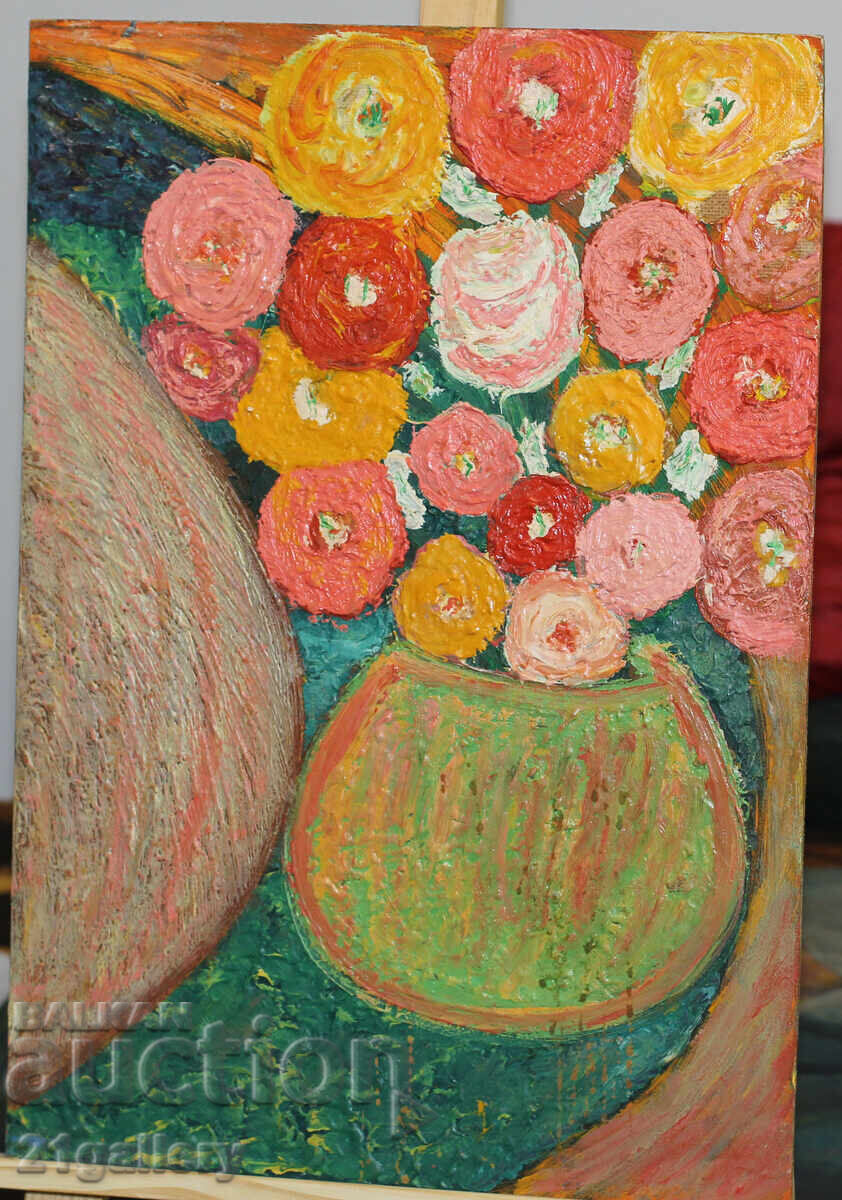 Auction Oil painting, still life with flowers Auction Oil painting, still life with flowers