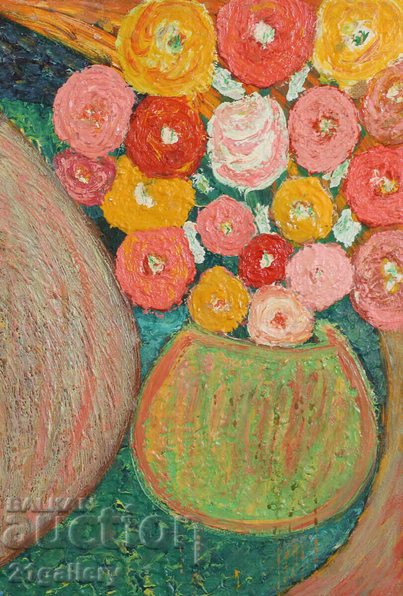 Oil painting, still life with flowers Oil painting, still life with flowers