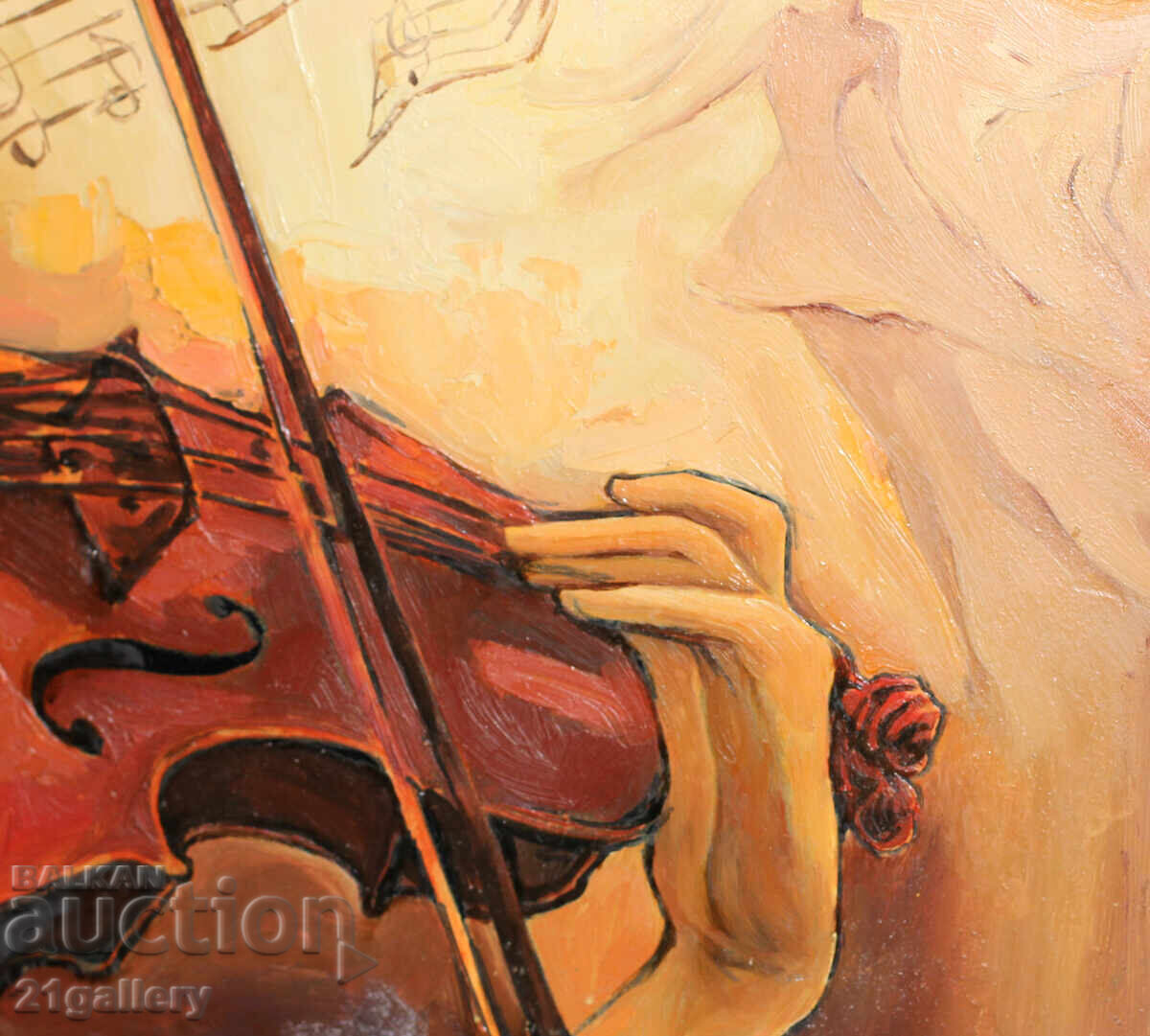 Contemporary oil painting, violinist signed - 6