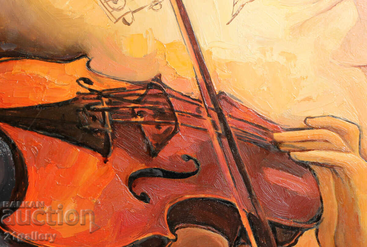 Contemporary oil painting, violinist signed - 7