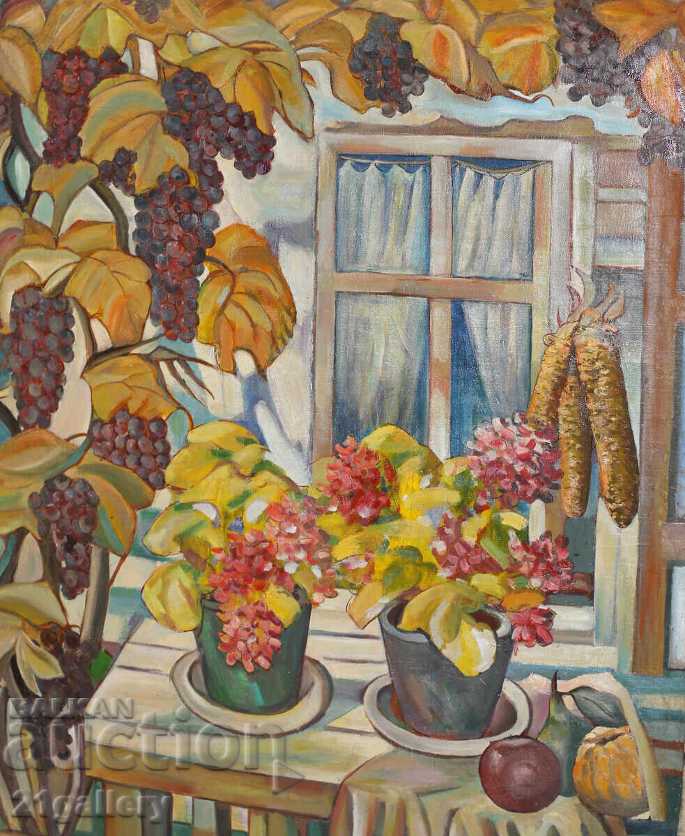 Auction  Oil painting, still life with flowers and fruits