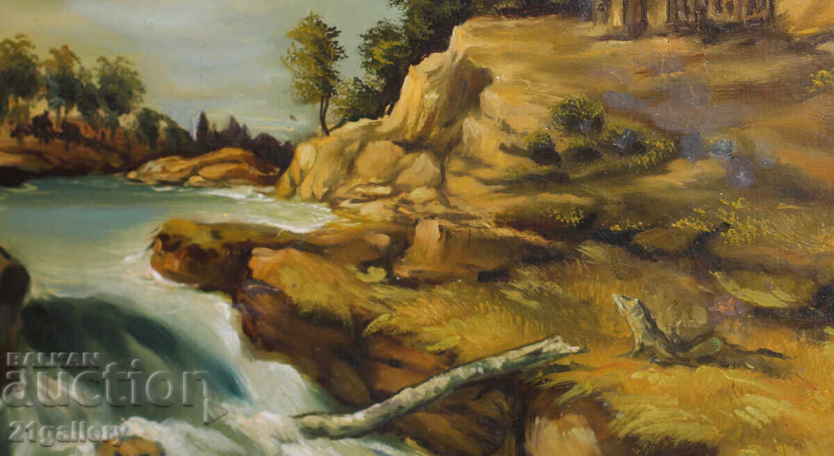 Peisaj pădure râu, vopsele în ulei, semnat - 5 Peisaj pădure râu, vopsele în ulei, semnat - 5