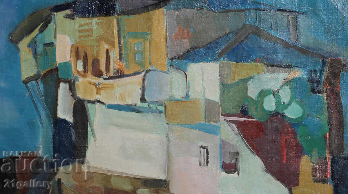 Auction Landscape with boats and a house, oil paintings Auction Landscape with boats and a house, oil paintings