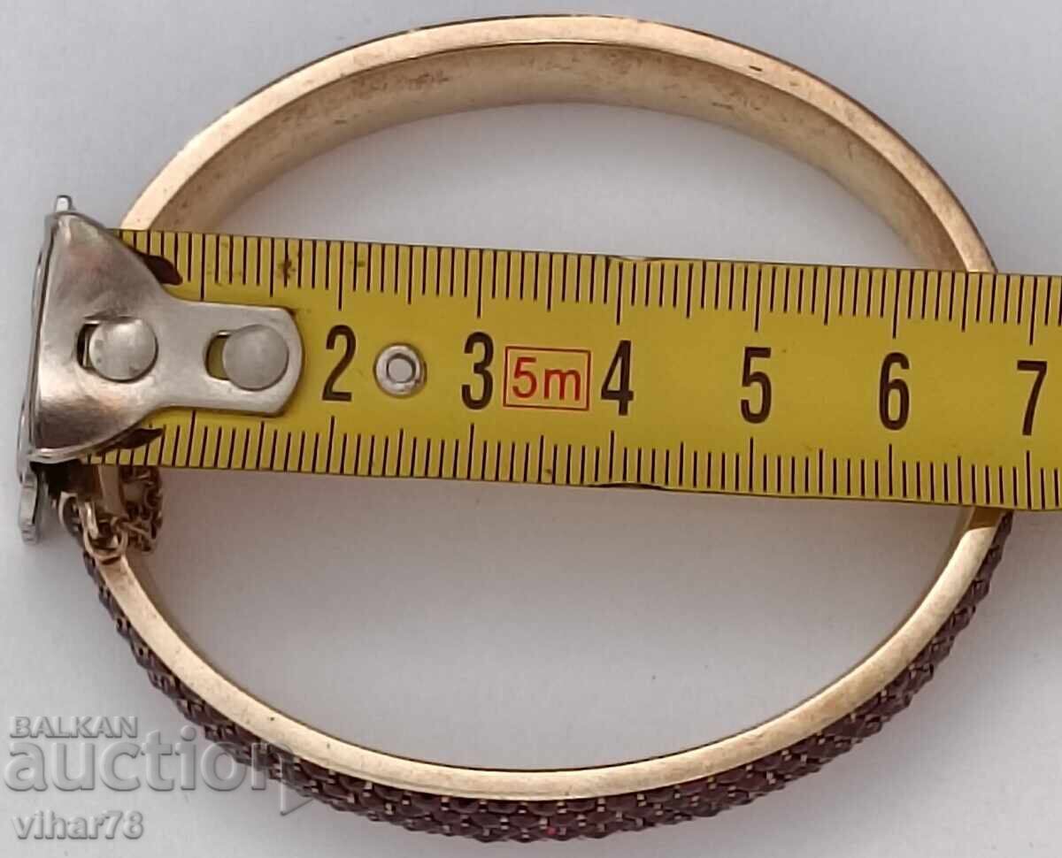 Gold-plated silver bracelet with Bohemian garnets - 6 Gold-plated silver bracelet with Bohemian garnets - 6