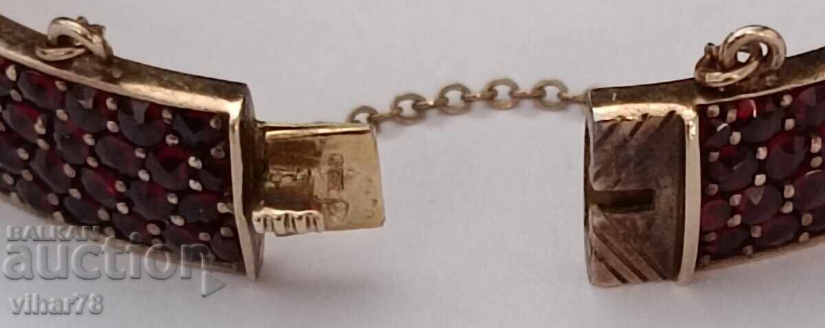 Gold-plated silver bracelet with Bohemian garnets - 7 Gold-plated silver bracelet with Bohemian garnets - 7