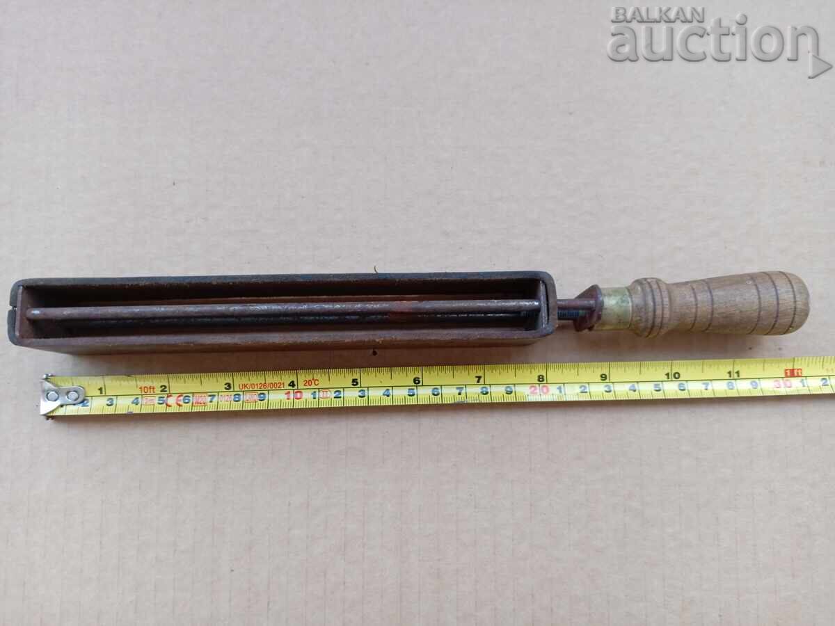 Αντίκα ξύστρα κουρέα, ζώνη, ξυράφι, δεκαετία του 1930 - 5