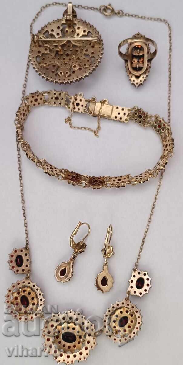 Very beautiful gold-plated silver set with Bohemian garnets - - 7