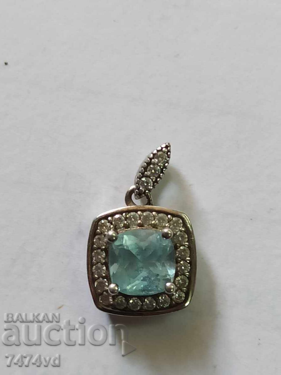 MEDALION DE ARGINT CU TOPAZ ALBASTRU DE ÎNALTĂ CALITATE - 5 MEDALION DE ARGINT CU TOPAZ ALBASTRU DE ÎNALTĂ CALITATE - 5