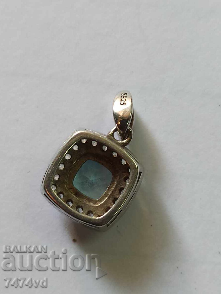 MEDALION DE ARGINT CU TOPAZ ALBASTRU DE ÎNALTĂ CALITATE - 6 MEDALION DE ARGINT CU TOPAZ ALBASTRU DE ÎNALTĂ CALITATE - 6