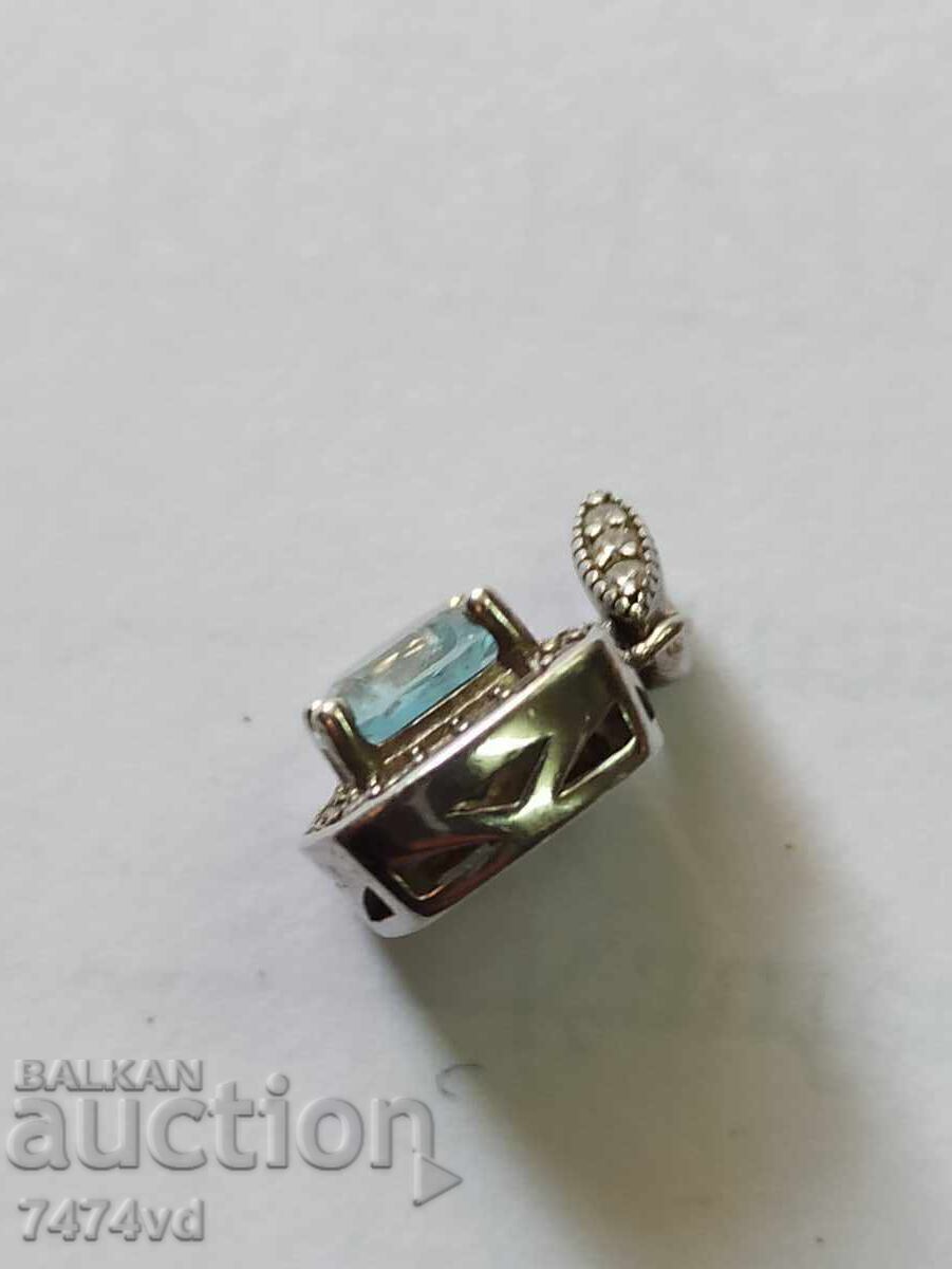 MEDALION DE ARGINT CU TOPAZ ALBASTRU DE ÎNALTĂ CALITATE - 7 MEDALION DE ARGINT CU TOPAZ ALBASTRU DE ÎNALTĂ CALITATE - 7